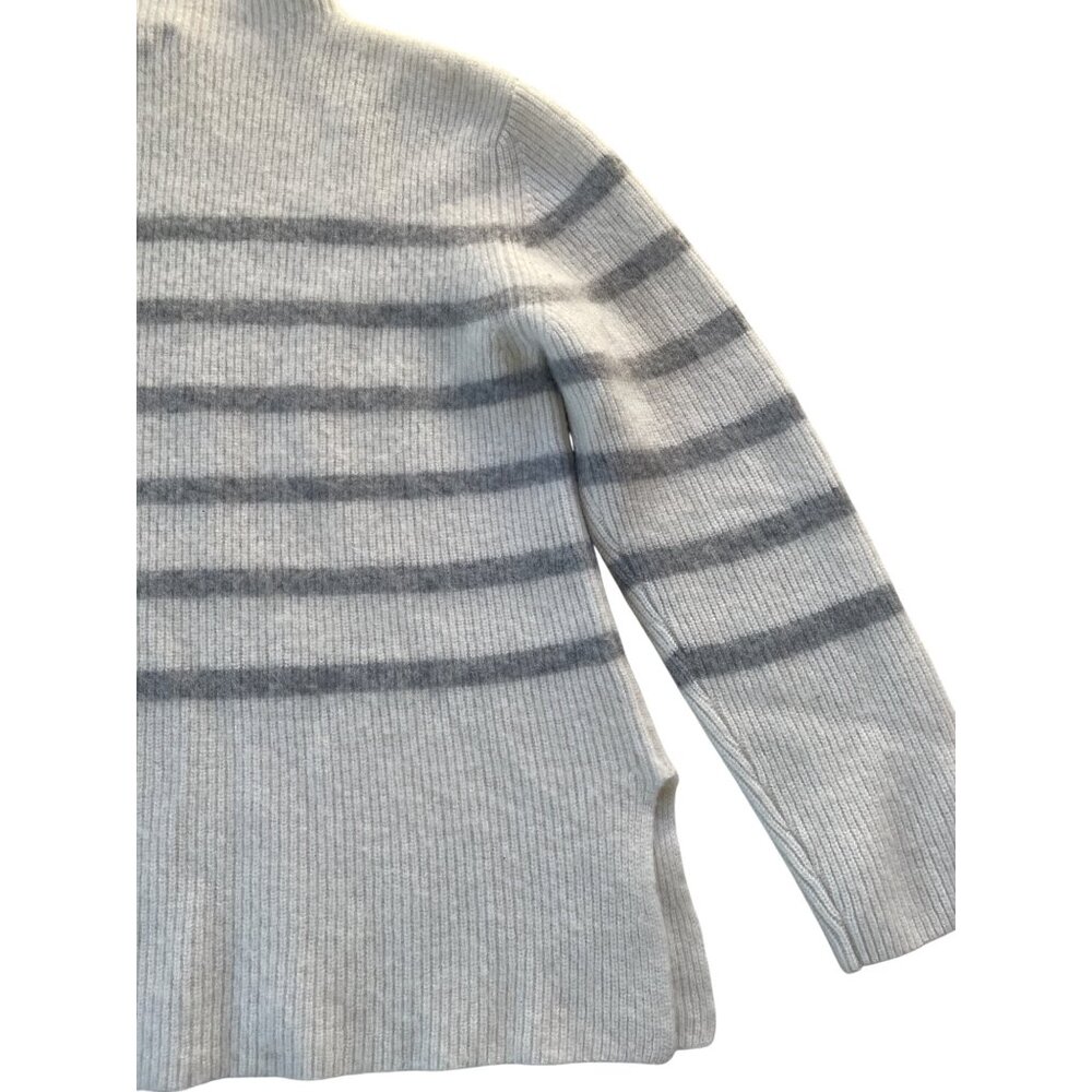 Forte Cashmere Women's XL 100% Cashmere Neutral Stripe Turtleneck Sweater - Picture 13 of 13